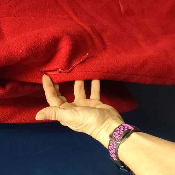 Vintage Red Bebe Trench coat with a 🐇 Rabbit fur collar Size Small - Picture 8 of 8